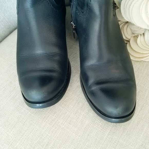 Blondo Black Tall Leather Riding Boot Side Zip Round Toe Block Heel Waterproof - Picture 15 of 16